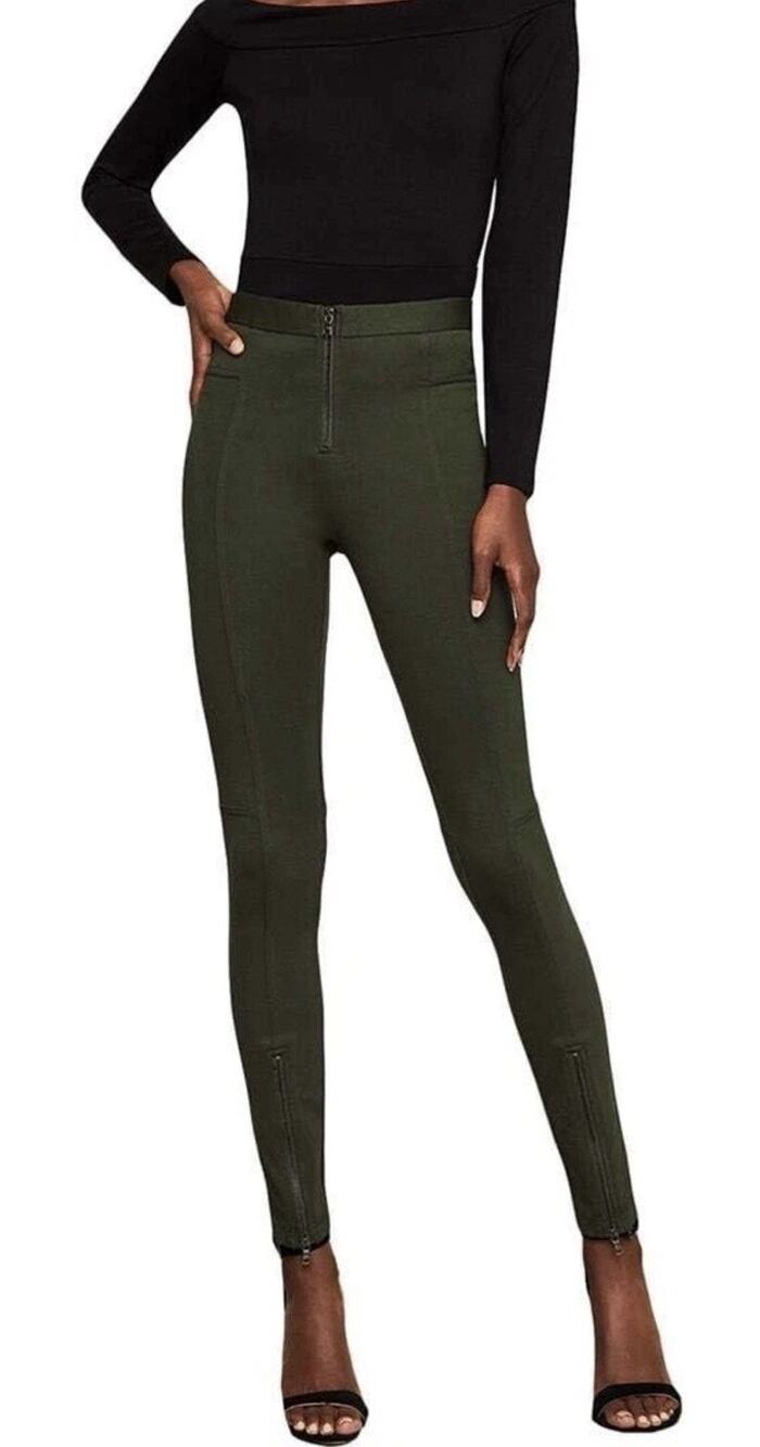 NEW BCBG MAXAZRIA Leggings Womens Large Green Going Out Tight Stretch Pants